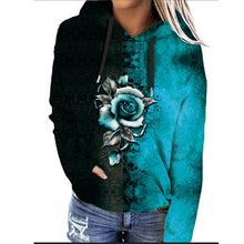 Oversize-Hoodie mit Blumenprint für Damen | Ideal für den Winter – Hellblau