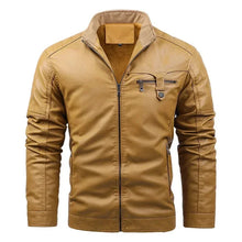 Elegante Fleece Vegane Lederjacke mit Taschen für Herren | Ideal für den Winter – Braun