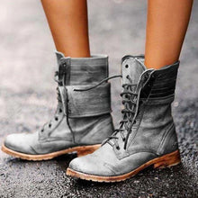 Sabina - Modische Lederstiefel – Grau
