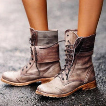 Sabina - Modische Lederstiefel – Khaki