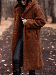 Bridgette - Teddy Jacke Plüsch Pelzmantel – Braun