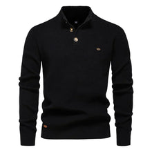 Konrad - Stilvoller Herrenpullover mit Knopfdesign – Schwarz
