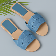 Jessie | Gepolstert Blockabsatz Schuhe – Blau