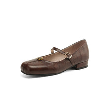 Susanne | Damen Frühlings Ballerinas mit Riemen – Braun
