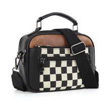 CHESSMATE Schultertasche | Moderner, Kompakter Style mit Schachbrettmuster – Schwarz
