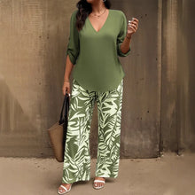 Bellariva™ Set mit Gemusterter Hose und Leichter Bluse – Grün