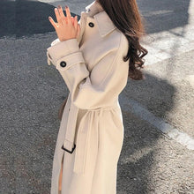 Eleganter Woll-Trenchcoat mit Gürtel für Damen | Ideal für den Winter – Aprikose