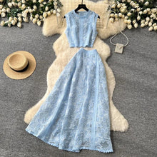 Alessa™ Set aus Floralbesticktem Tüll mit Zarter Eleganz – Blau
