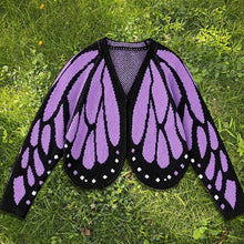 Cardigan Farfallia™ aus strukturiertem Strick mit Schmetterlingsflügel-inspiriertem Design – Lila