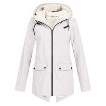 Sherpa-gefütterte Zip-Up-Jacke mit Kapuze für Frauen – Weiß