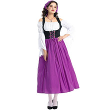 Damen Lange Oktoberfest Dirndl Kleid – Lila