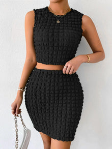 Dovinea | Damen Moderner Rock und Oberteil Set | Zweiteiler – Schwarz
