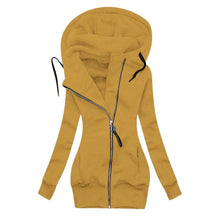 Damen-Kapuzenjacke | Asymmetrischer Reißverschluss | Figurbetonte Passform – Gelb