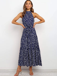 Polka-Muster Eleganzkleid – Königsblau