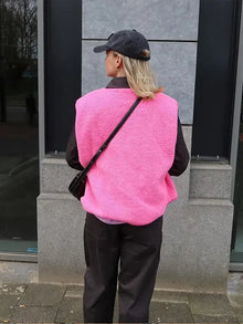 Damen Woll Bodywarmer – Trendige Weste aus Lammwollmix – Rosa