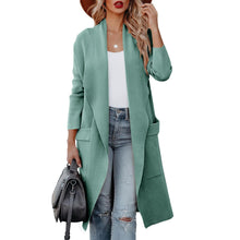 Langer Damen Cardigan mit Taschen – Bequemer und modischer Strickmantel für den Alltag – Grün