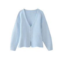 Strickjacke mit V-Ausschnitt | Schlichtes Design | Elegante Silhouette – Blau