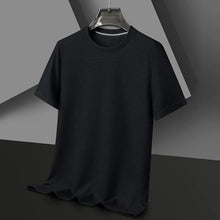 Herren Texturiert Kurzarm T-Shirt | Rundhals – Schwarz