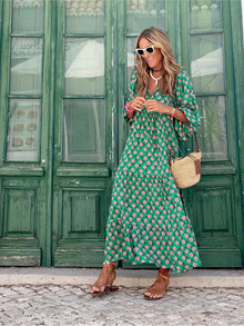 Norlina | Elegantes Midi-Kleid mit Blumenprint – Rosa