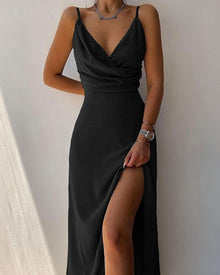 Melvina | Langes, fließendes Kleid – Schwarz
