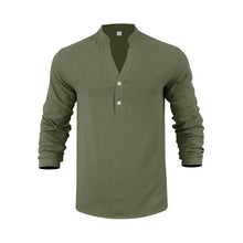 Orvian™ Hemd aus Premium-Leinen mit Minimalistischem Henley-Kragen – Olivgrün