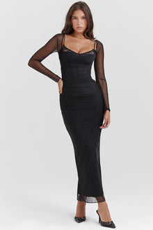 Glamora™ – Elegantes Langes Abendkleid mit glamourösem Flair – Schwarz