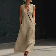 Antonella™ Midikleid mit Eleganten Knöpfen und V-Ausschnitt – Creme