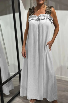 Ismara | Ruffled Strap Maxi Dress – Weiß