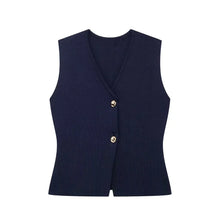 Gilet Top mit V‑Ausschnitt – weiches Stretch, Stockholm‑Chic – Blau