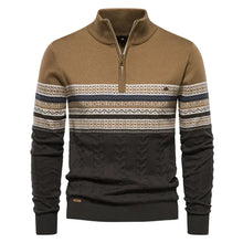 Jasper | Fair Isle Pullover mit halbem Reißverschluss – Khaki