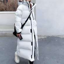 Daunenjacke Damen Wintermantel Lang | Gefüttert Mit Kapuze – Weiß