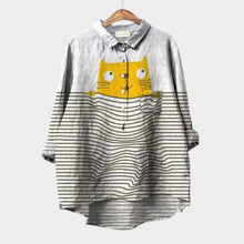 VIVIANA | Oversized-Bluse mit Aquarellkatzen und fröhlichem Komfort für jeden Moment – Kategorie 3