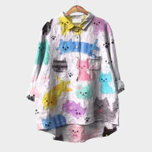 VIVIANA | Oversized-Bluse mit Aquarellkatzen und fröhlichem Komfort für jeden Moment – Kategorie 1