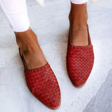 Verena | Damen Frühlings Geflochtene Slingback-Ballerinas – Rot