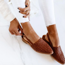 Verena | Damen Frühlings Geflochtene Slingback-Ballerinas – Braun