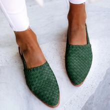 Verena | Damen Frühlings Geflochtene Slingback-Ballerinas – Grün