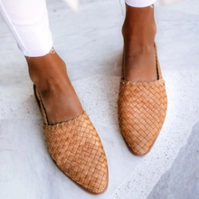 Verena | Damen Frühlings Geflochtene Slingback-Ballerinas – Kaffee