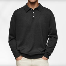 Carl | Langarm-Poloshirt für Herren – Schwarz