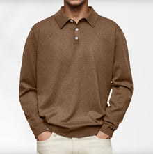 Carl | Langarm-Poloshirt für Herren – Braun