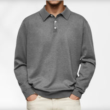 Carl | Langarm-Poloshirt für Herren – Grau