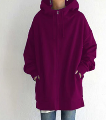 Hoodie mit Reißverschluss für Herbst und Winter – Rosenrot