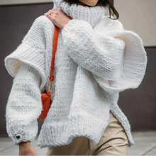 Kuscheliger Übergroß Rollkragenpullover für Damen | Winter – Weiß