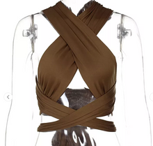 Faustine - Halter Top Ein sexy & sommerliches Crop Top – Braun