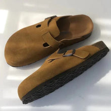 Zella - Unisex-Sandalen aus Leder im Boston-Stil – Braun