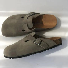Zella - Unisex-Sandalen aus Leder im Boston-Stil – Dunkelgrau