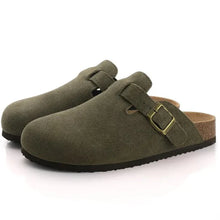 Zella - Unisex-Sandalen aus Leder im Boston-Stil – Grün Braun