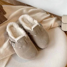 Zella - Unisex-Sandalen aus Leder im Boston-Stil – Kaffee-Vliesstoff