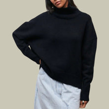 Stefanie | Locker Geschnittener Rollkragenpullover für Damen – Schwarz