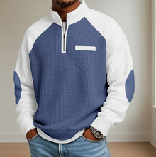 Lewiss - Pullover Mit Reißverschluss Und Hohem Kragen – Blau