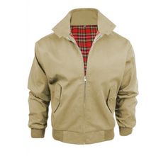 Herren Bomberjacke Stehkragen Karofutter – Beige